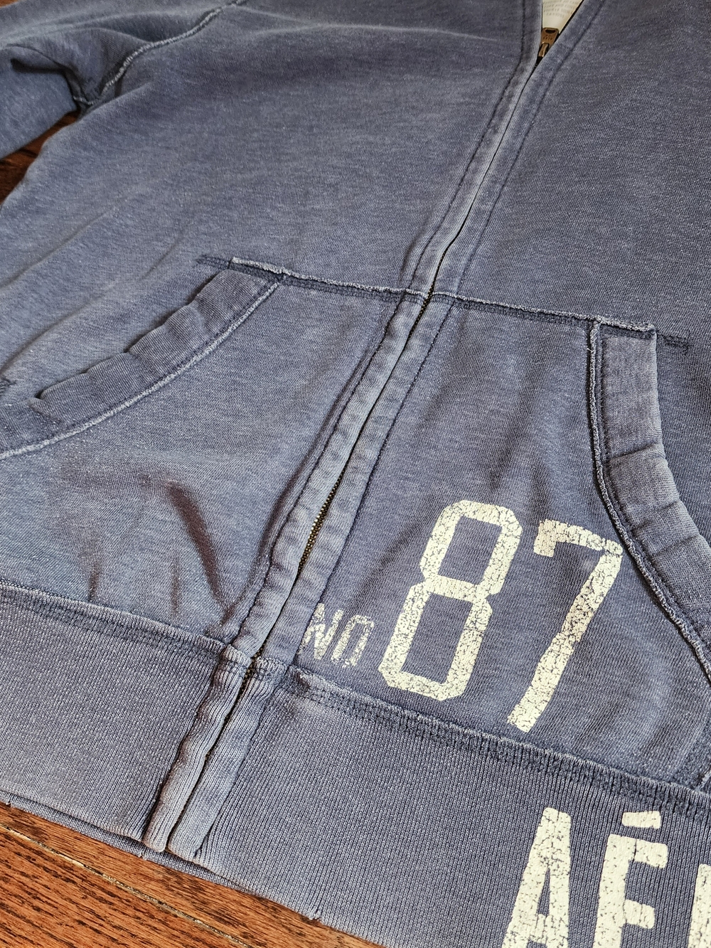 Vintage Aeropostale Full Zip Hoodie Grunge L Distressed Y2K 90s Trashed Skater - Picture 8 of 14